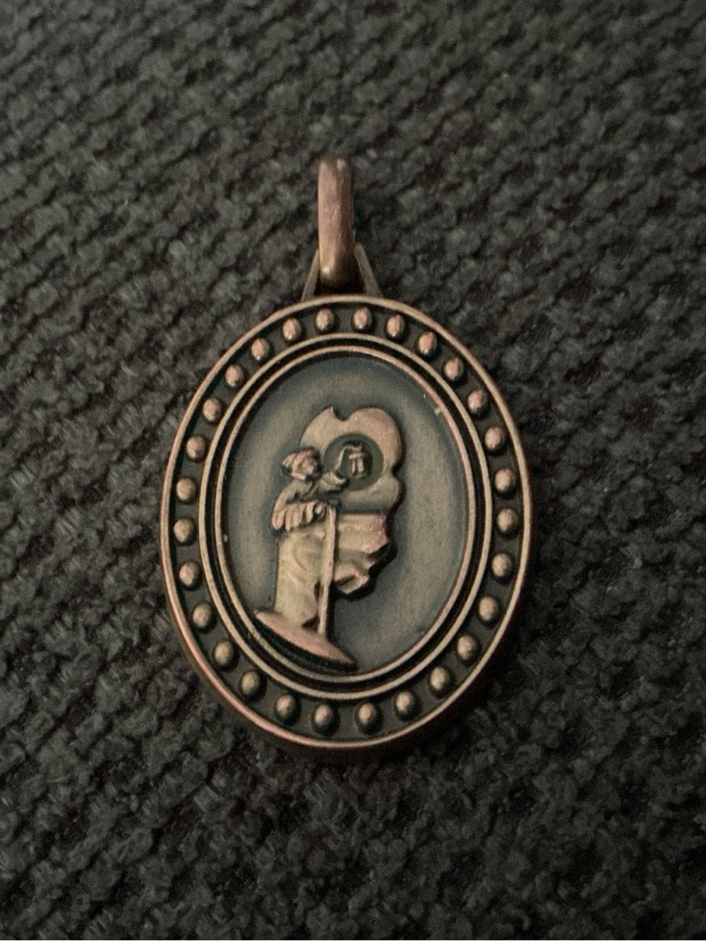 Vintage Bronze Saint Bernard Medallion Pendant